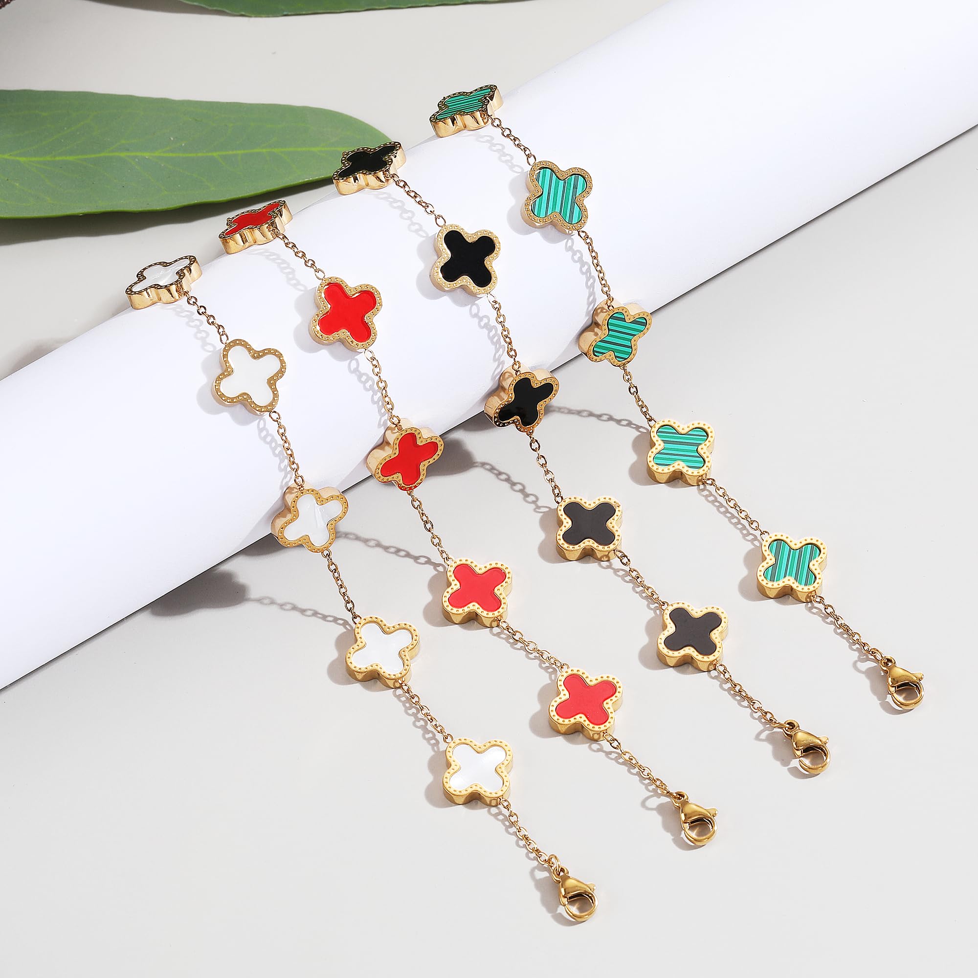 18K Gold Plated Clover Bracelet for Women Van Cleef White Flower Bracelet Lucky